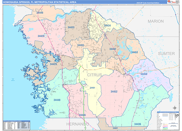Homosassa Springs Metro Area Wall Map